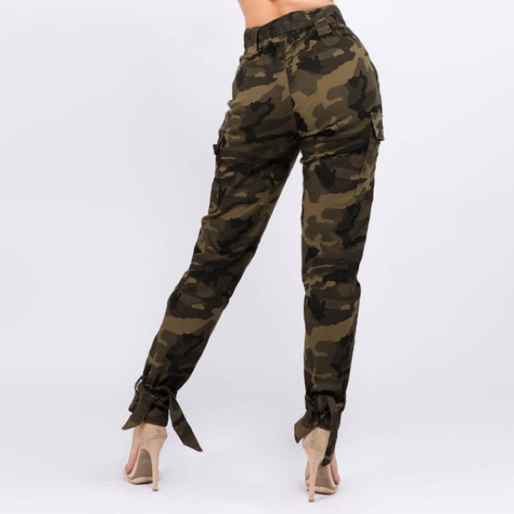 AMERICAN BAZI LOS ANGELES WOMENS SIZE LARGE CAMO MILITARY ARMY JOGGER JEANS HIGH - Picture 4 of 4